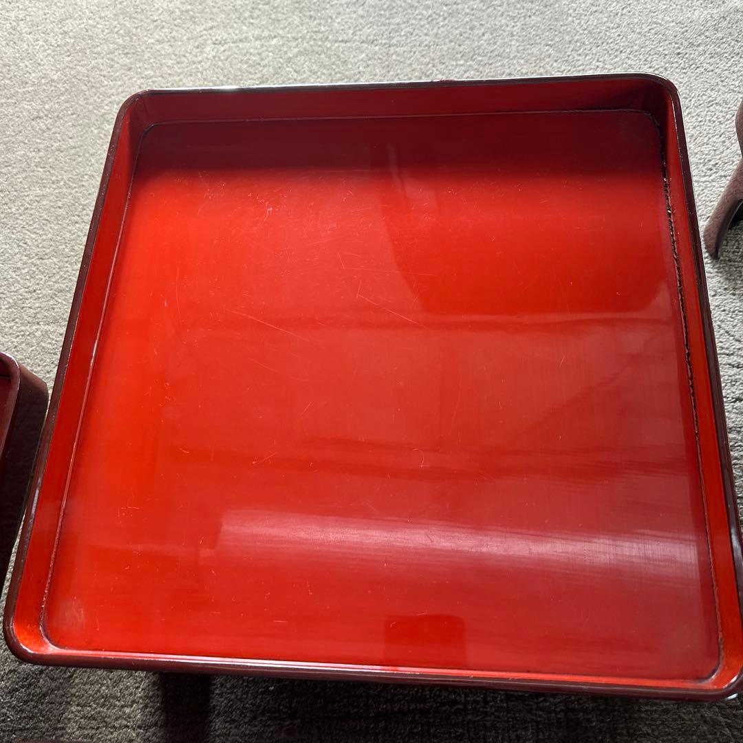 B 旧家 輪島塗 高脚膳 5客 時代漆器 専用木箱付き アンティーク き