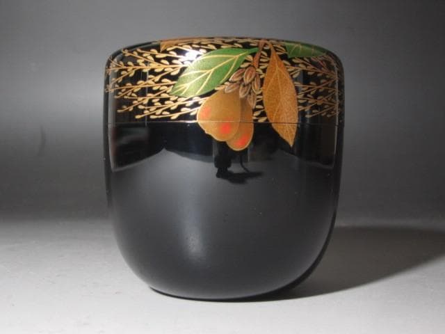 【セール】☆　柿木章　椿蒔絵大棗　裏千家　十五代　鵬雲斎の花押☆y387