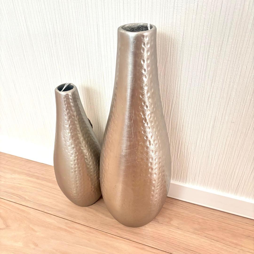 【終売品】ACTUS シルバーフラワーベース 大小