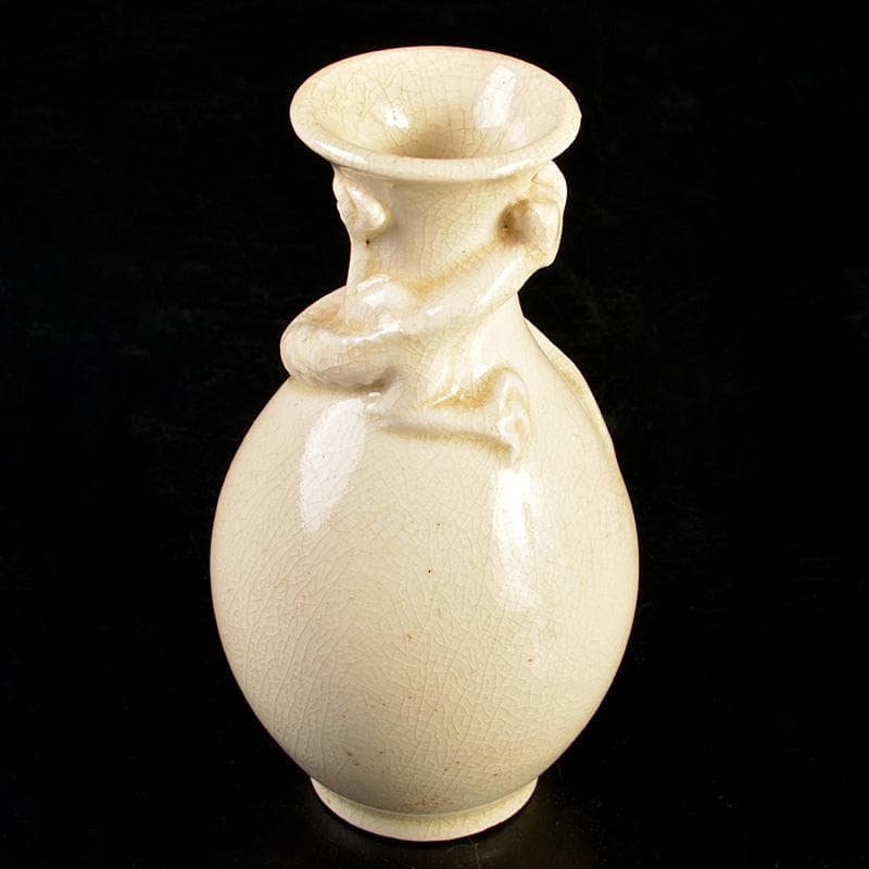 薩摩焼　白薩摩　龍貼り付け　振出　合わせ箱　V　R7395