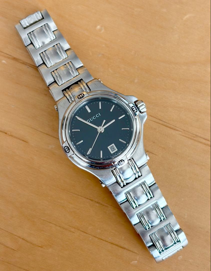 稼働品　GUCCI グッチ　レディース　9040L クォーツ　デイト　ブラック