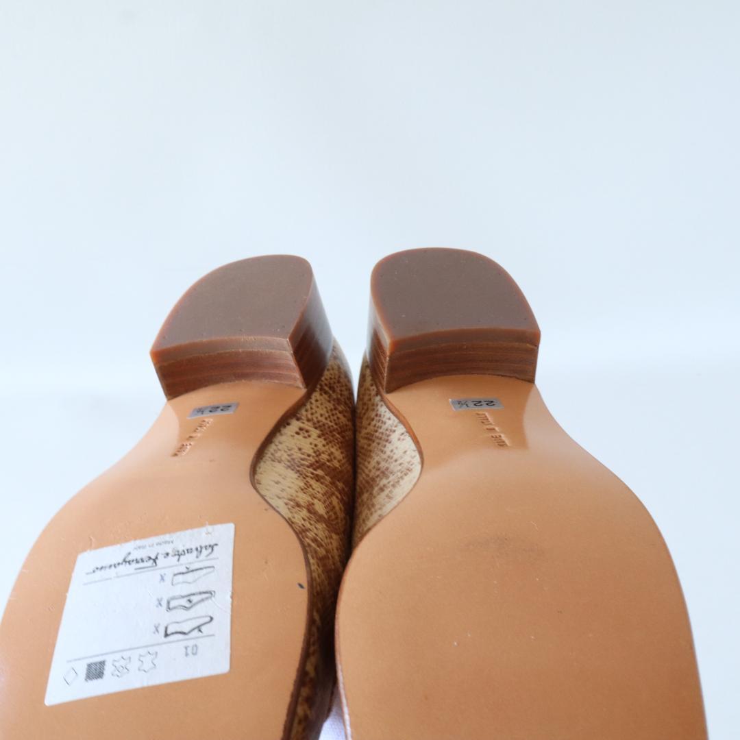 未使用フェラガモ ガンチーニローファー ヘビ柄5C 22〜22.5cm