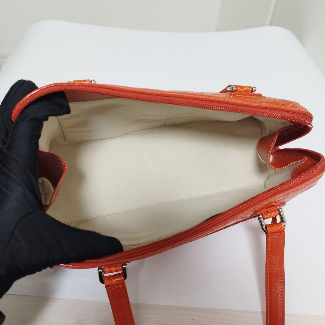 ほぼ未使用☆　JRA認定　シャイニー　クロコダイル　ハンドバッグ　ボストンバッグ