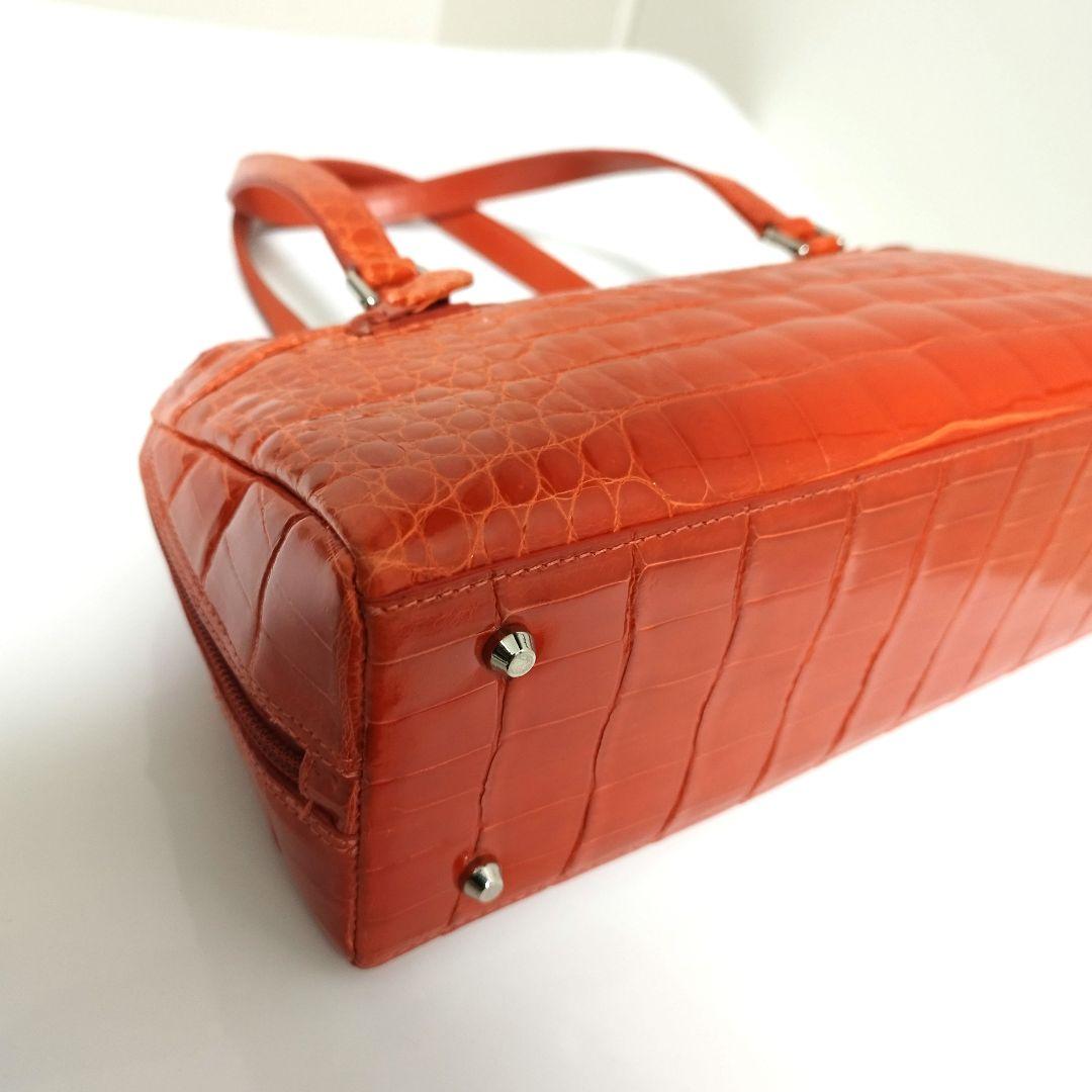 ほぼ未使用☆　JRA認定　シャイニー　クロコダイル　ハンドバッグ　ボストンバッグ