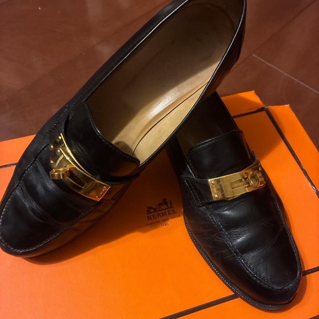 エルメス　ローファーヒール　37 ブラック