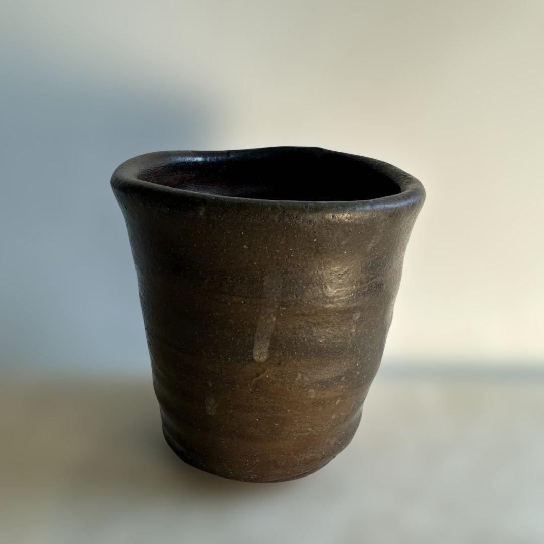 【故島武己】南蛮焼.穴窯.希少品.焼締め按瓶と湯呑みのセット