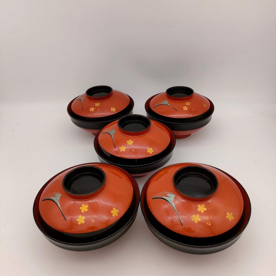 ② 會津塗 塗師 渡部喜三郎 本漆 蓋付き椀 堅地仕上 骨董 フォロー割