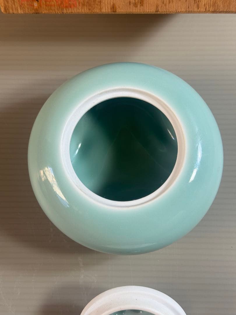 1546 鍋島焼　青磁　香炉　2客　未使用