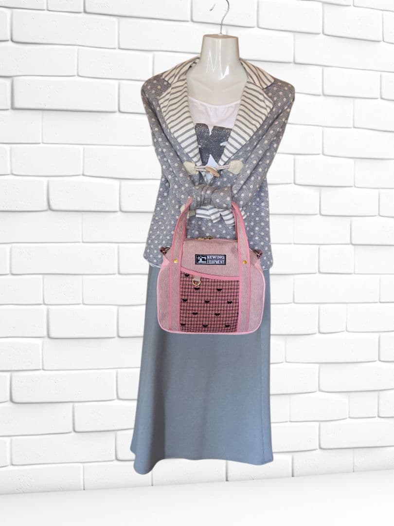 JUNE様　丸型ボストンバッグ　コーディロイ　　ハンドメイド