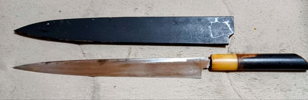 正本　総本店　柳葉包丁　本鋼　角巻　鞘付き