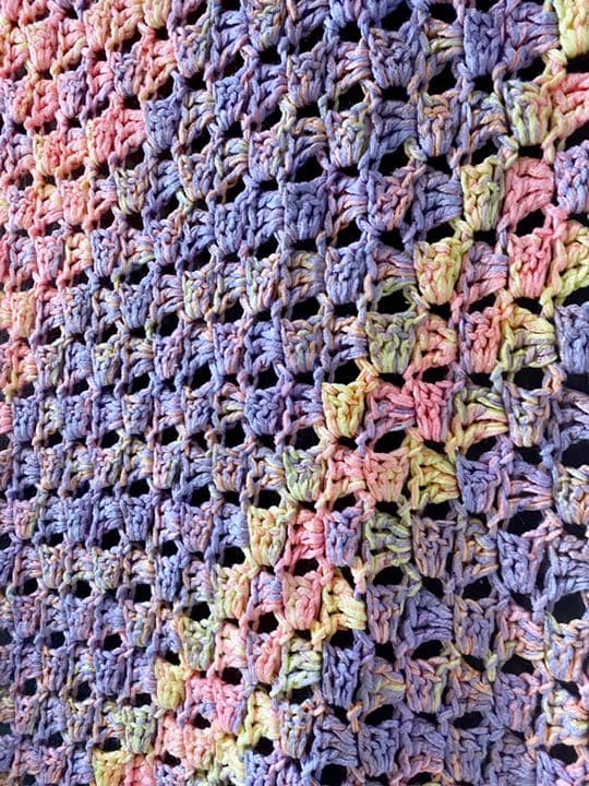 古着 ビンテージ 80s ピンク紫グラニー ブランケット キャンプ ラグ 美品