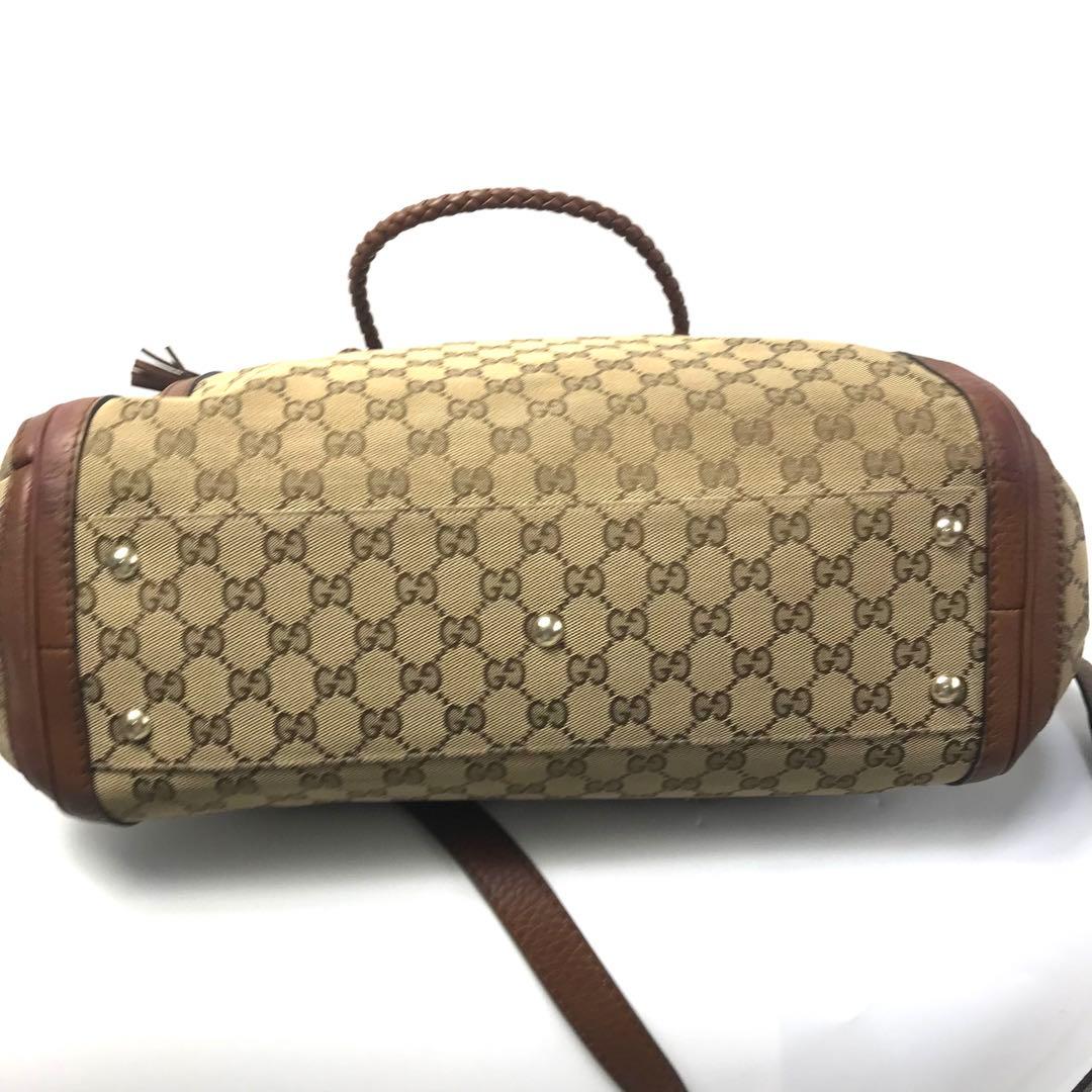 希少✨ グッチ ショルダーバッグ 2WAY ベージュ ブラウン GG キャンバス