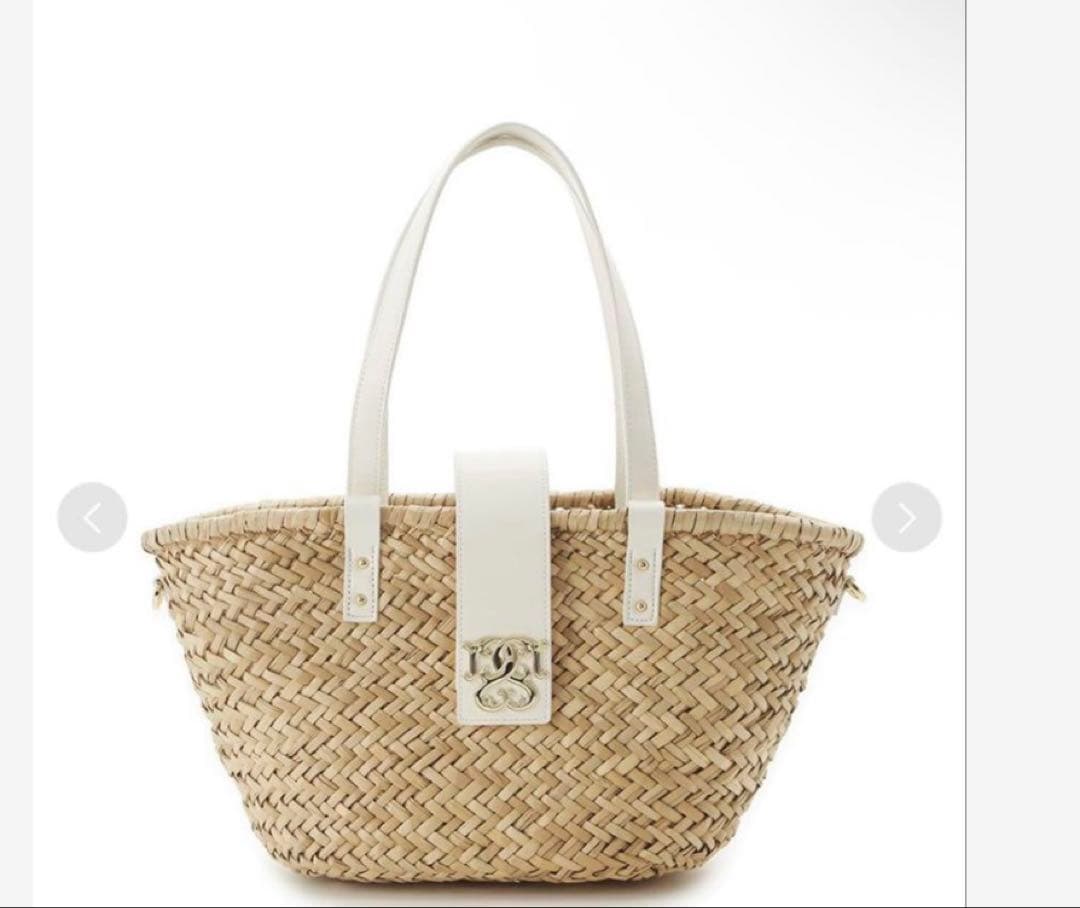 【美品】SNIDEL コットンレースショルダー付き かごバッグ ホワイト