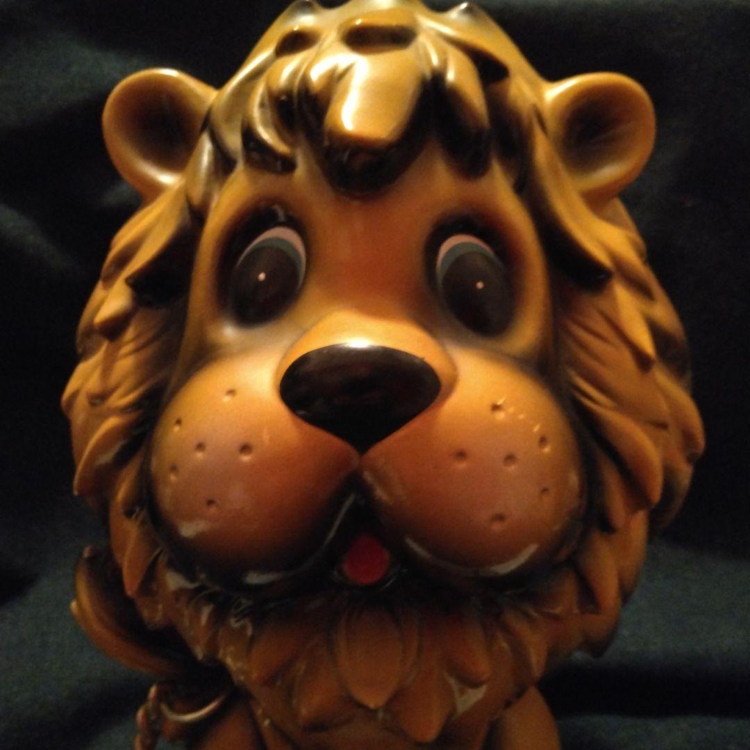 昭和レトロライオン型陶器製特大貯金箱　ビンテージ雑貨 チェーン付き