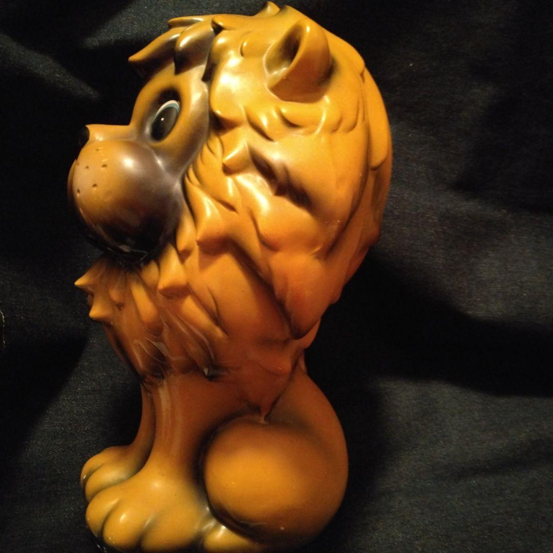 昭和レトロライオン型陶器製特大貯金箱　ビンテージ雑貨 チェーン付き