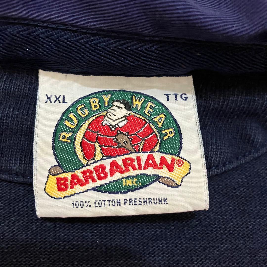 barbarian バーバリアン　ラガーシャツ 長袖　レッド　ネイビー　XXL