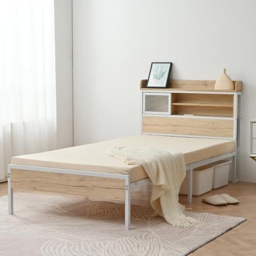 OSJ ベッドフレーム 木製 シングル シングルベッド パイプベッド ホワイト