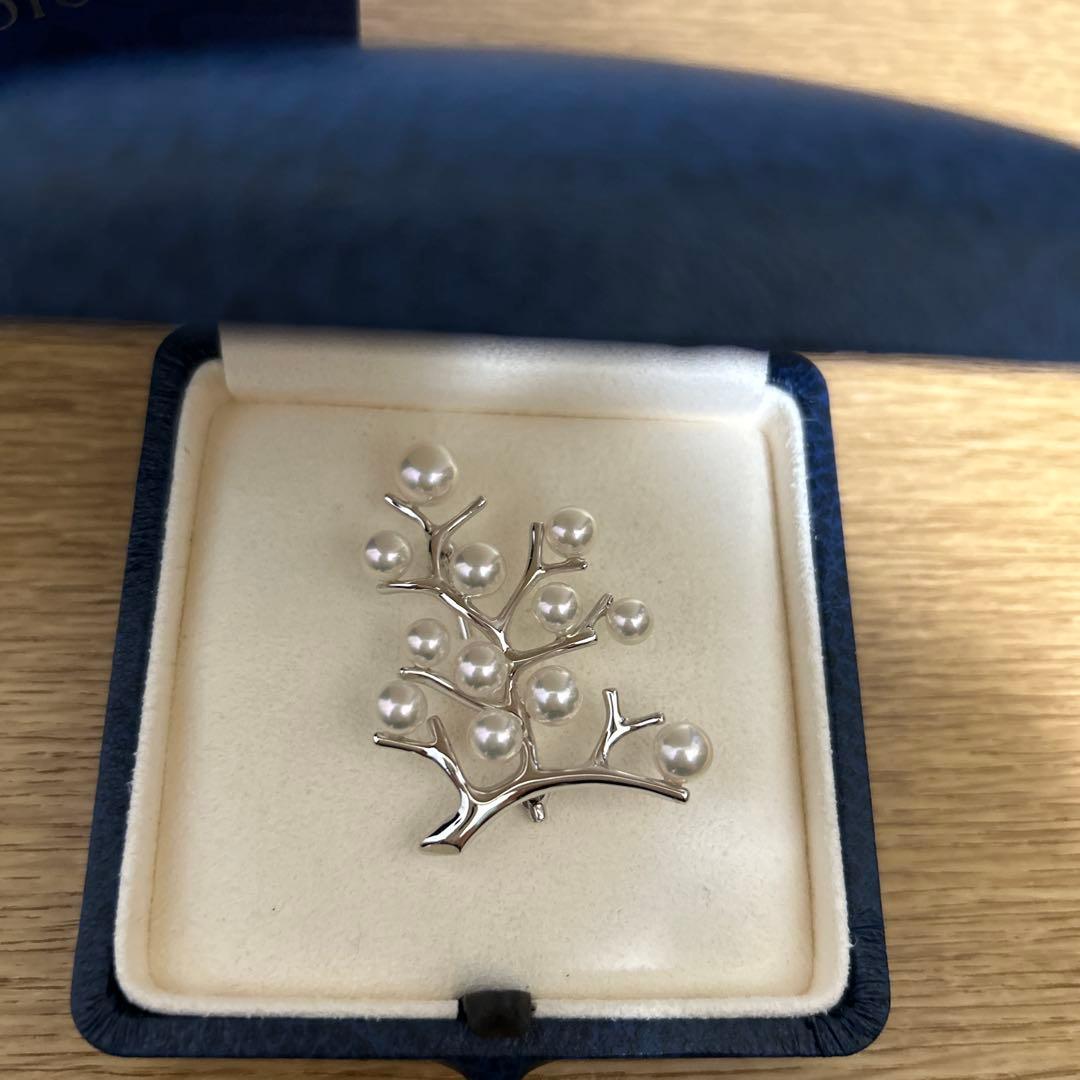 MIKIMOTO ミキモト　幸福の木　ラージ　真珠　パール　ブローチ　シルバー