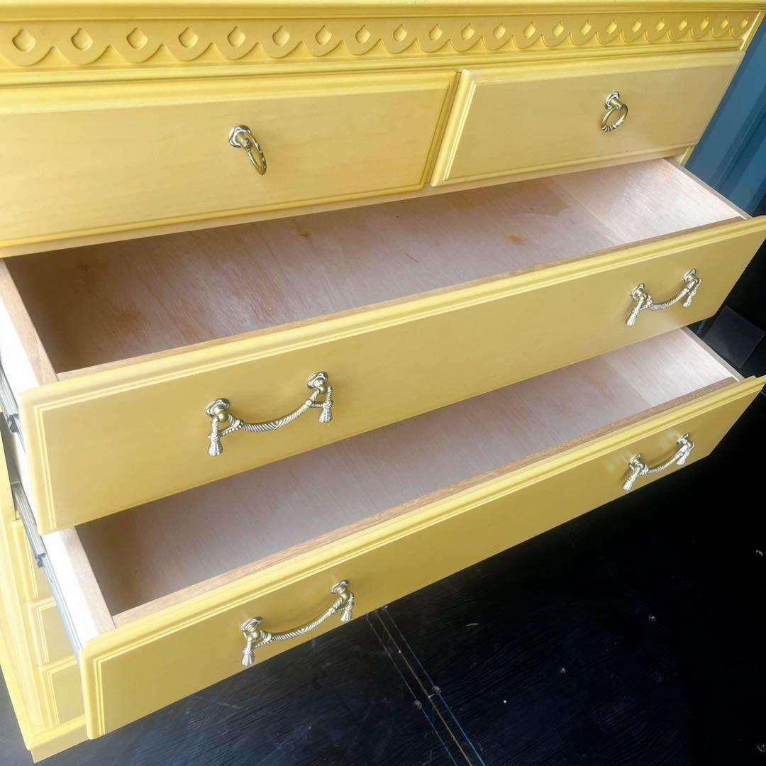 取付無料！大塚家具 マリアンディール アンティーク姫系6段イエローキャビネット✨