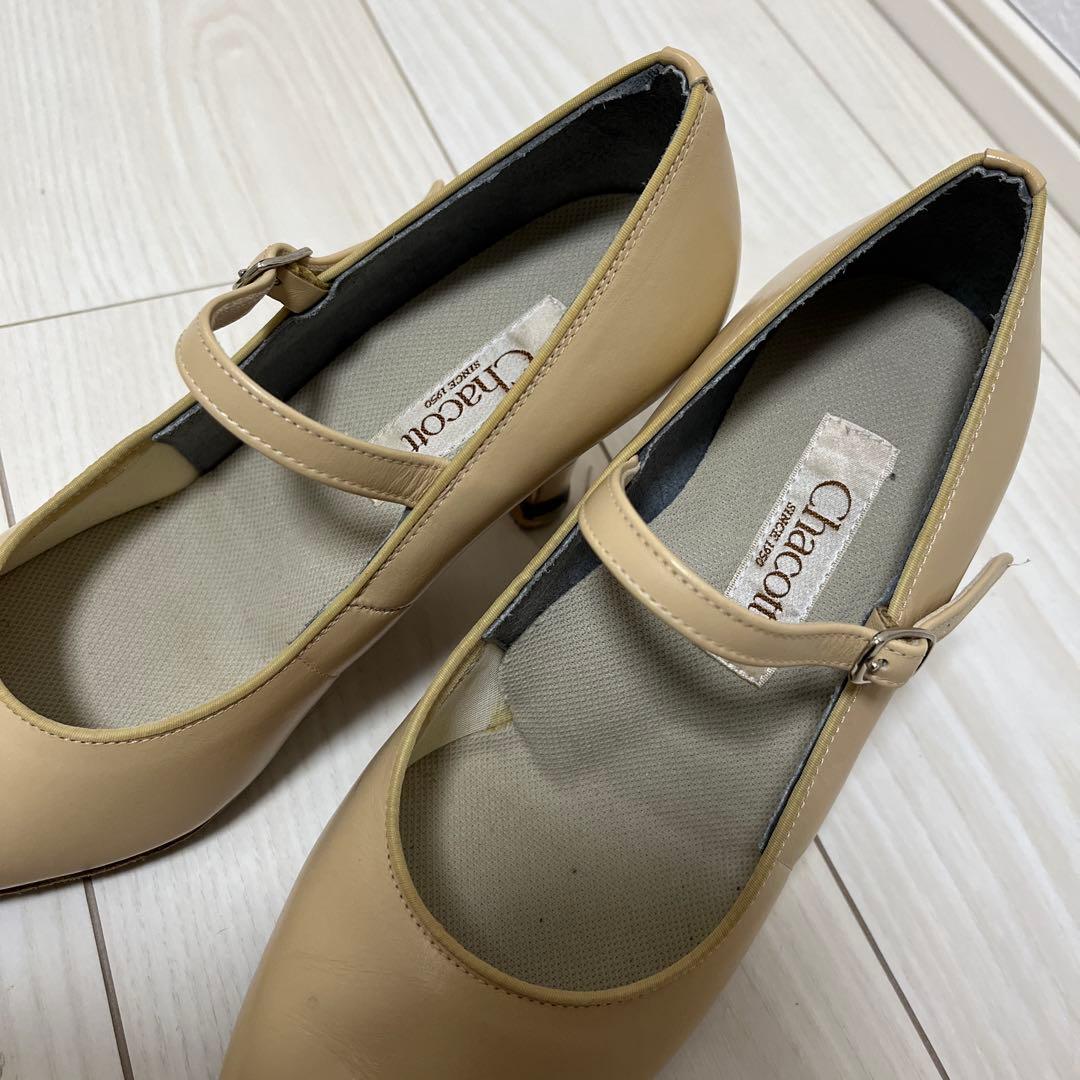 Chacott ベージュ メリージェーン シューズ 社交ダンス 22.5cm