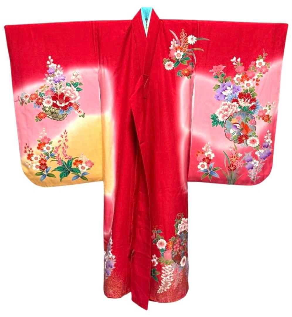 七五三　３～５歳向け　ほぼフルセット　着物、帯等小物セット　正絹