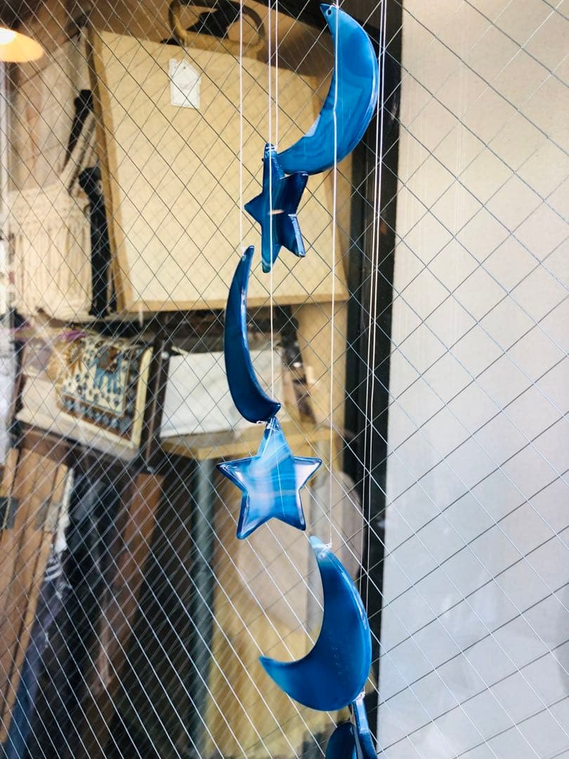 天然石メノー風鈴　ムーン月　スター星　ウィンドチャイム　サンキャッチャーNO2