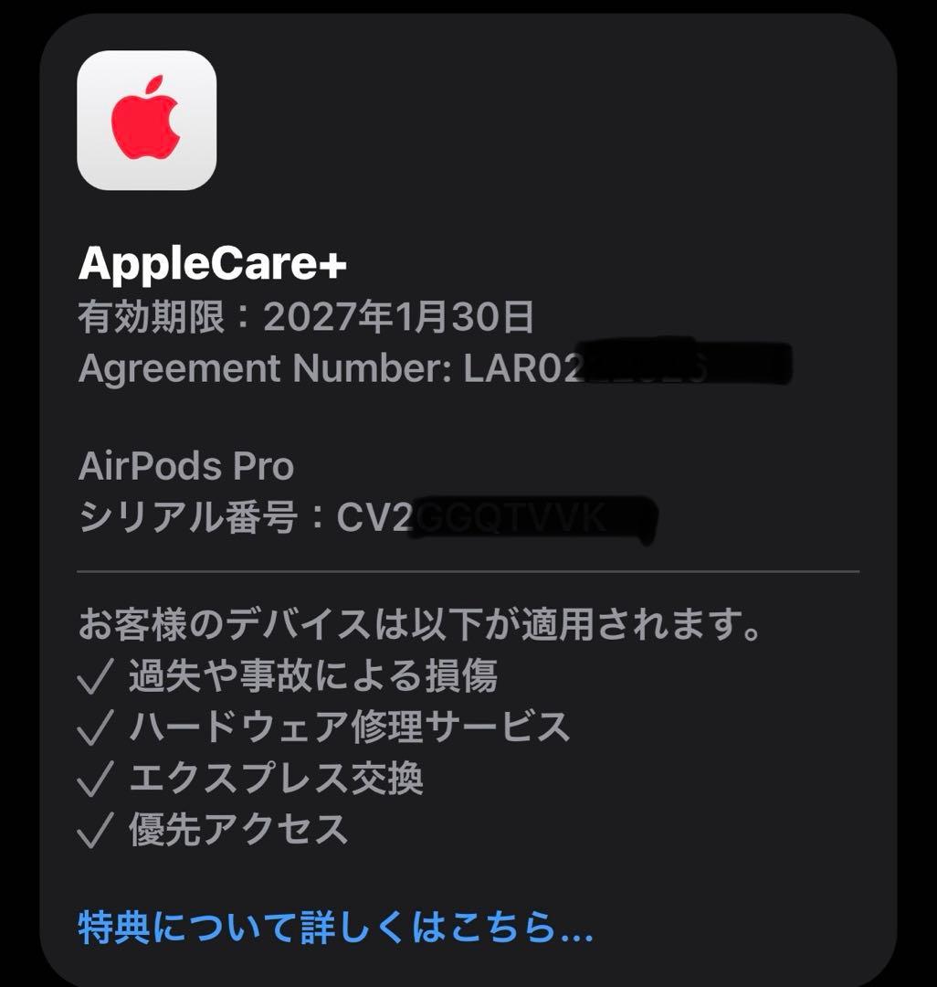 イヤホン AirPods Pro 2 (USB-C) apple care+