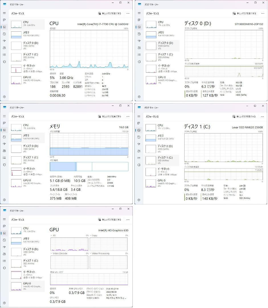 k*3様 デル i7-7700 16GBメモリ 1TB NVMe SSD Off