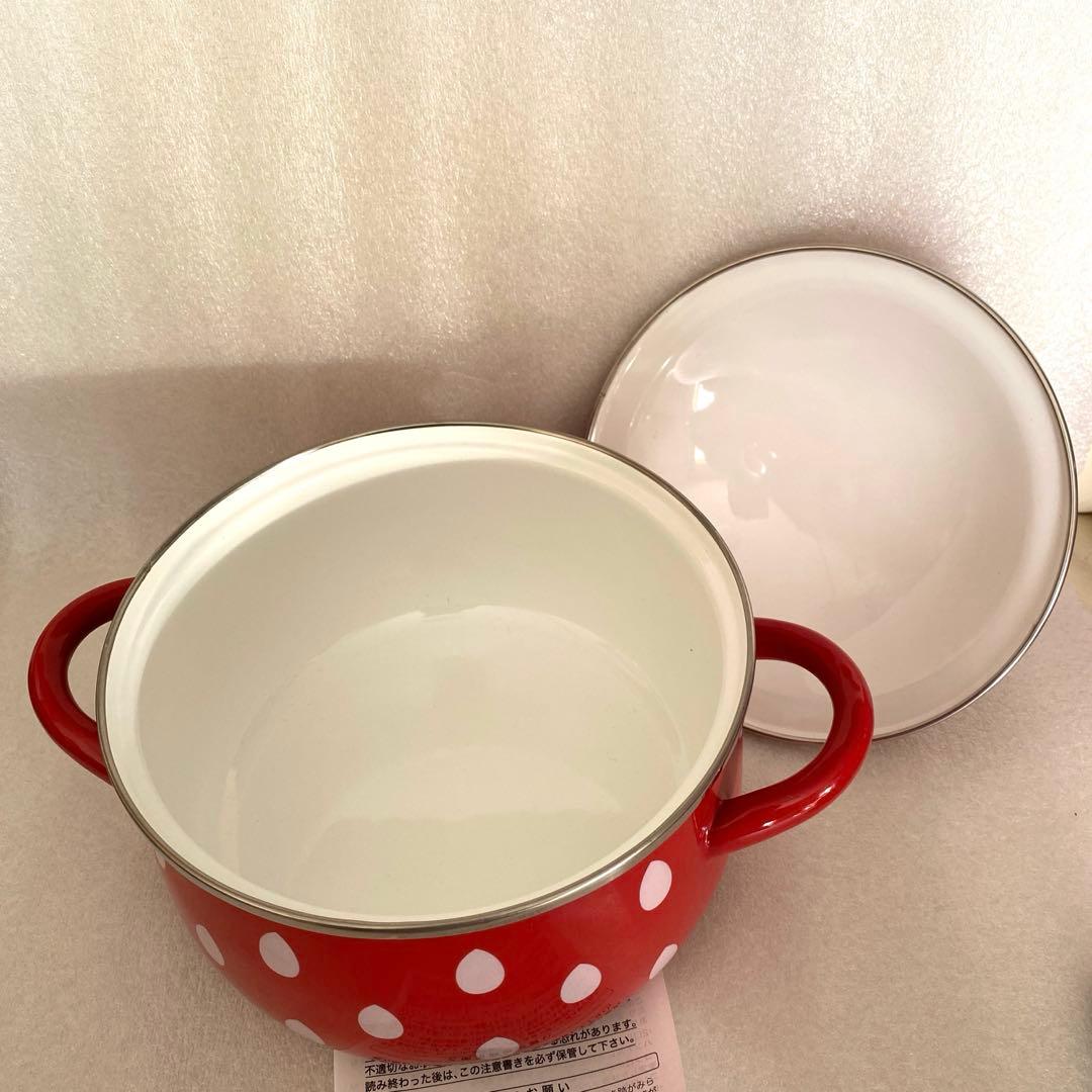 ユーカンパニー　レトロ ポップ いちご柄ホーロー製　片手鍋 両手鍋セット