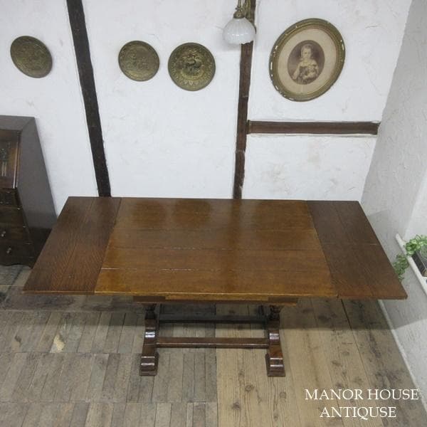 イギリス アンティーク 家具 ダイニングテーブル ドローリーフ 英国 6242d