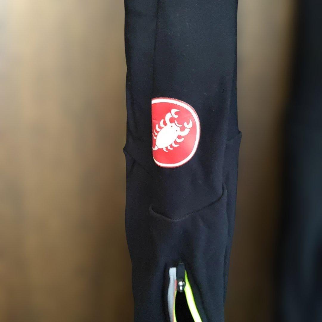 Castelli ビブタイツ ブラック/イエロー 裏起毛 防風 防寒