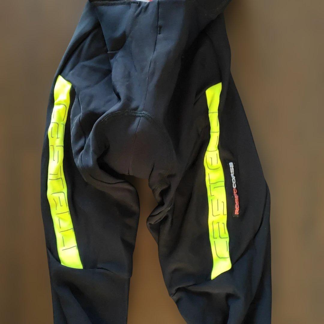 Castelli ビブタイツ ブラック/イエロー 裏起毛 防風 防寒