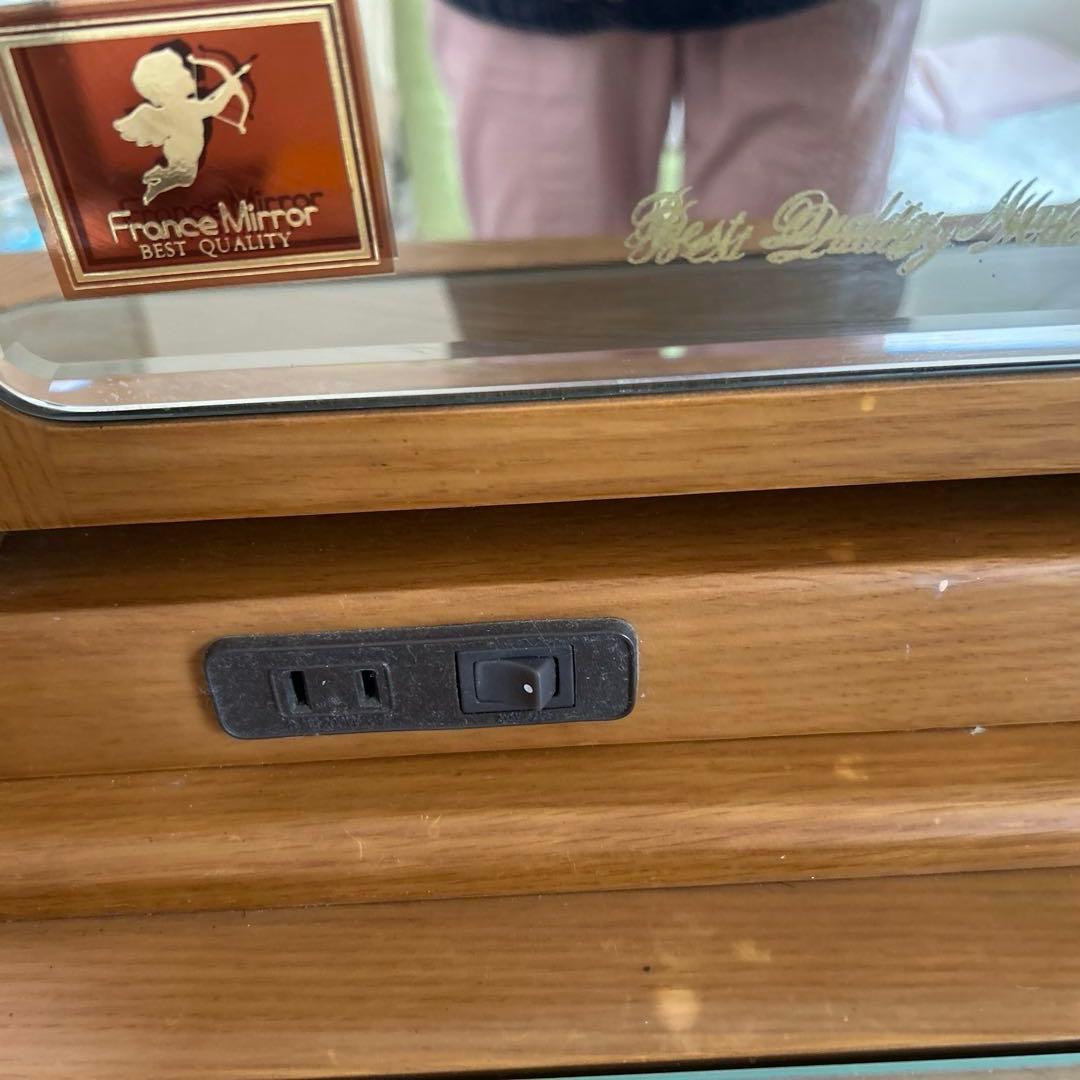 鏡台　高級三面鏡　オーク　隠し扉　フランスミラー　　椅子別売り