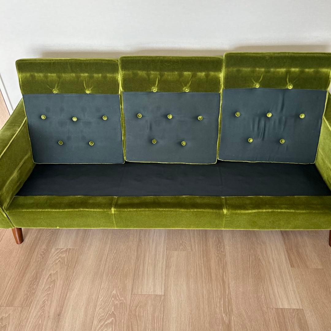 カリモク60 ロビーチェア　モケットグリーン 3シーター