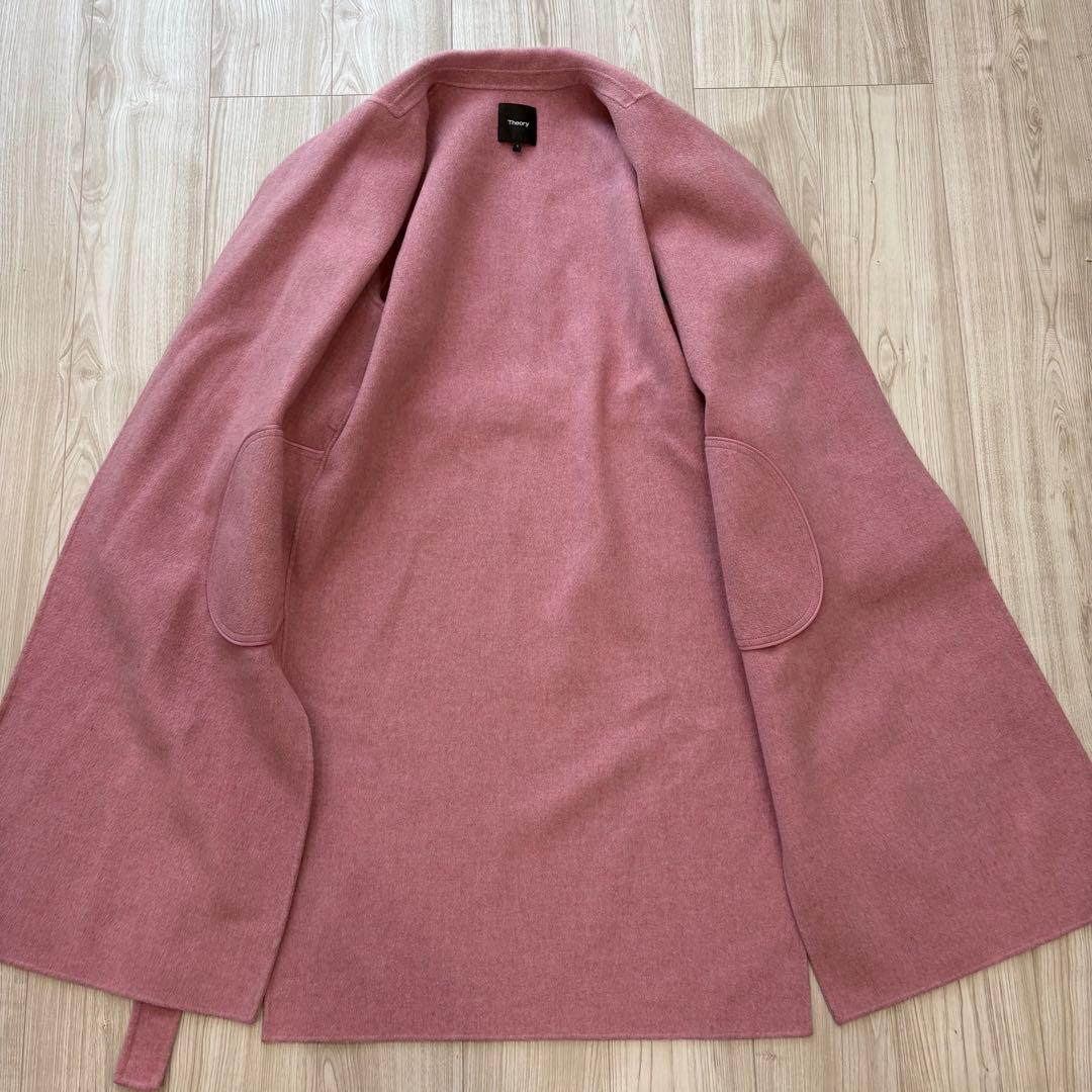 【美品】Theory ベルテッドコート カシミヤ ピンク 1 ダブルフェイス
