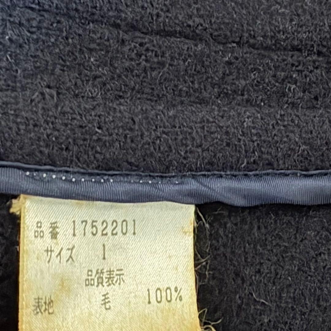 【MoorBrook製生地】ダッフルコート　ヘリンボーン　ネイビー　英国製　M