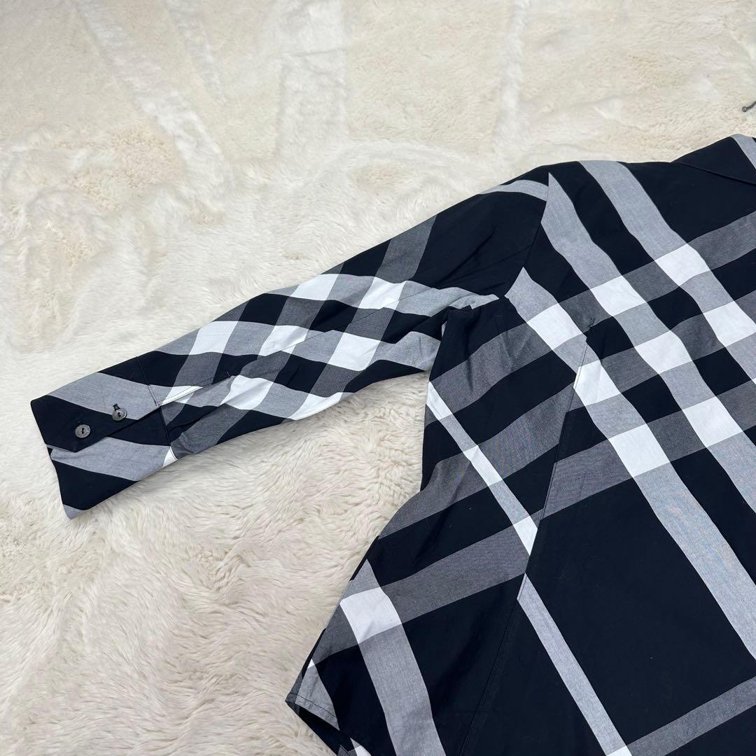 ✨美品✨バーバリーロンドン モノトーンメガチェック長袖シャツ ホースロゴ L