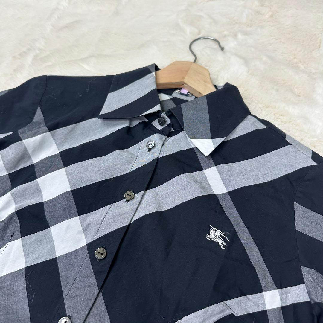 ✨美品✨バーバリーロンドン モノトーンメガチェック長袖シャツ ホースロゴ L