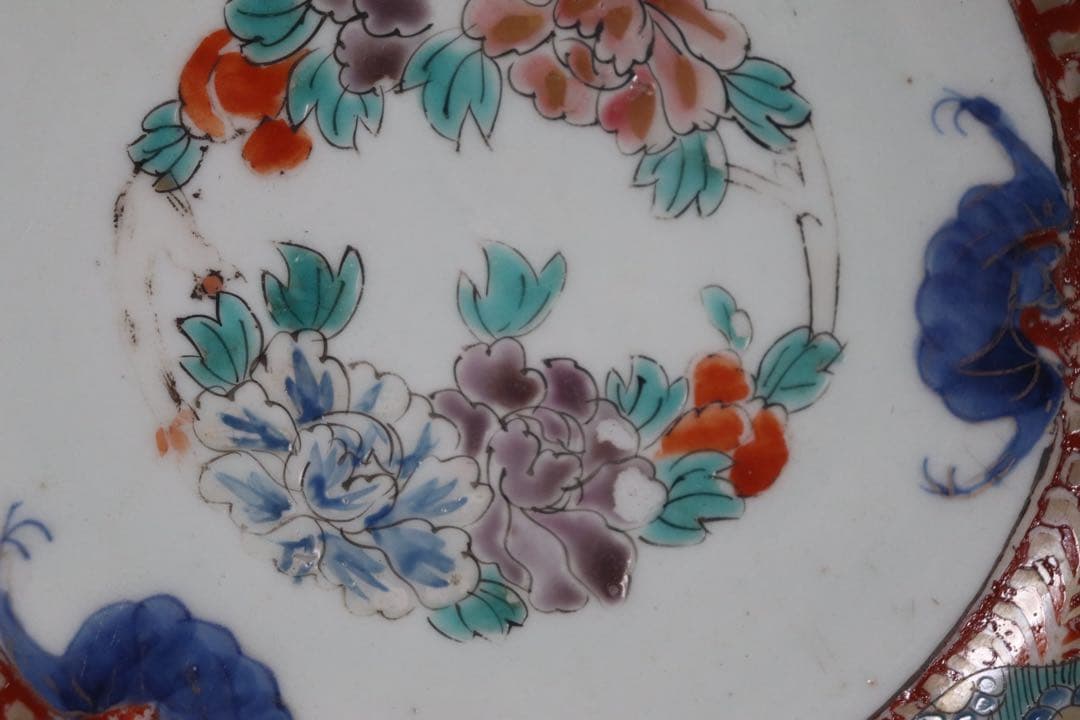 江戸　伊万里錦絵　大皿　蝙蝠　アンティーク　送料込み1006