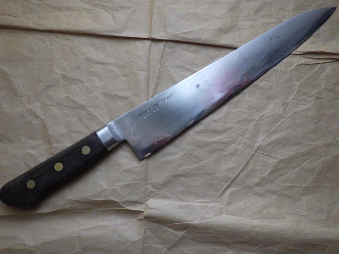 ミソノ★サンドヴック社製スウェーデン鋼ナイフ牛刀包丁刃渡り325ｍｍ