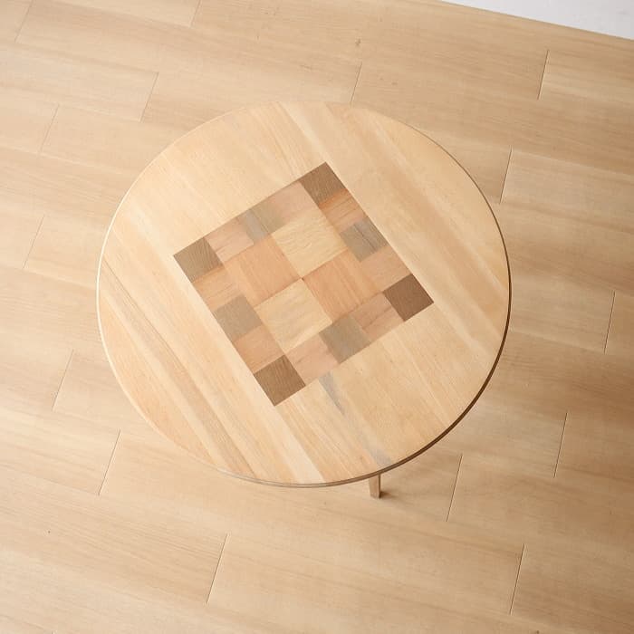 アンティーク ジャパニーズ ヴィンテージ 丸テーブル 寄木 剥離 無垢材