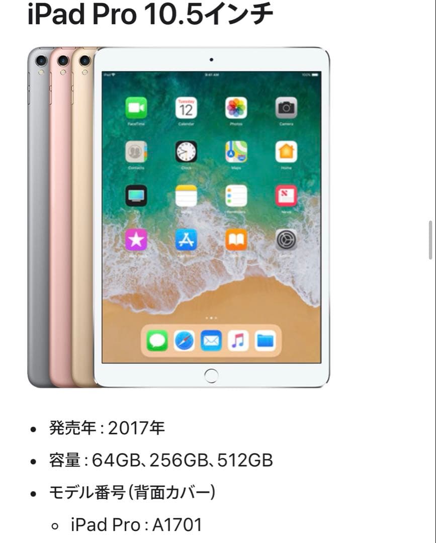 Apple iPad Pro 10.5インチ ゴールド A1701 256GB