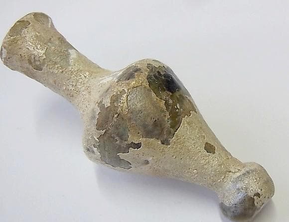 ★Y1417★古代　ガラス 化粧小瓶　銀風化　アイライン顔料壺　ローマ出土