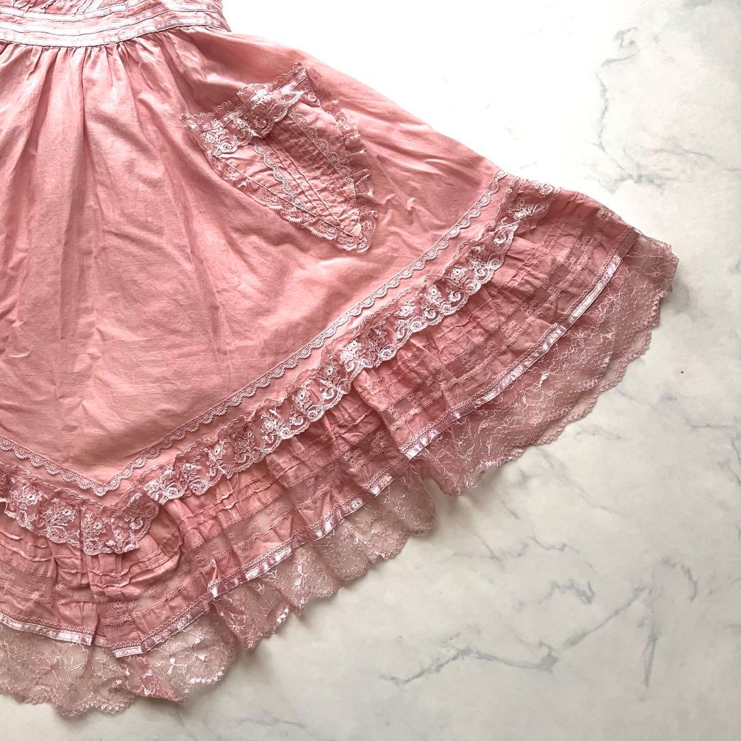 未使用✳︎希少 non non dorl フリルエプロン ピンク レース