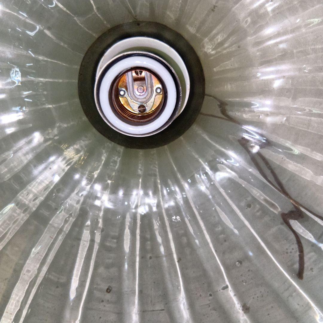 ランプシェード 緑色ストライプガラスディフューザー アンティーク 直径40センチ