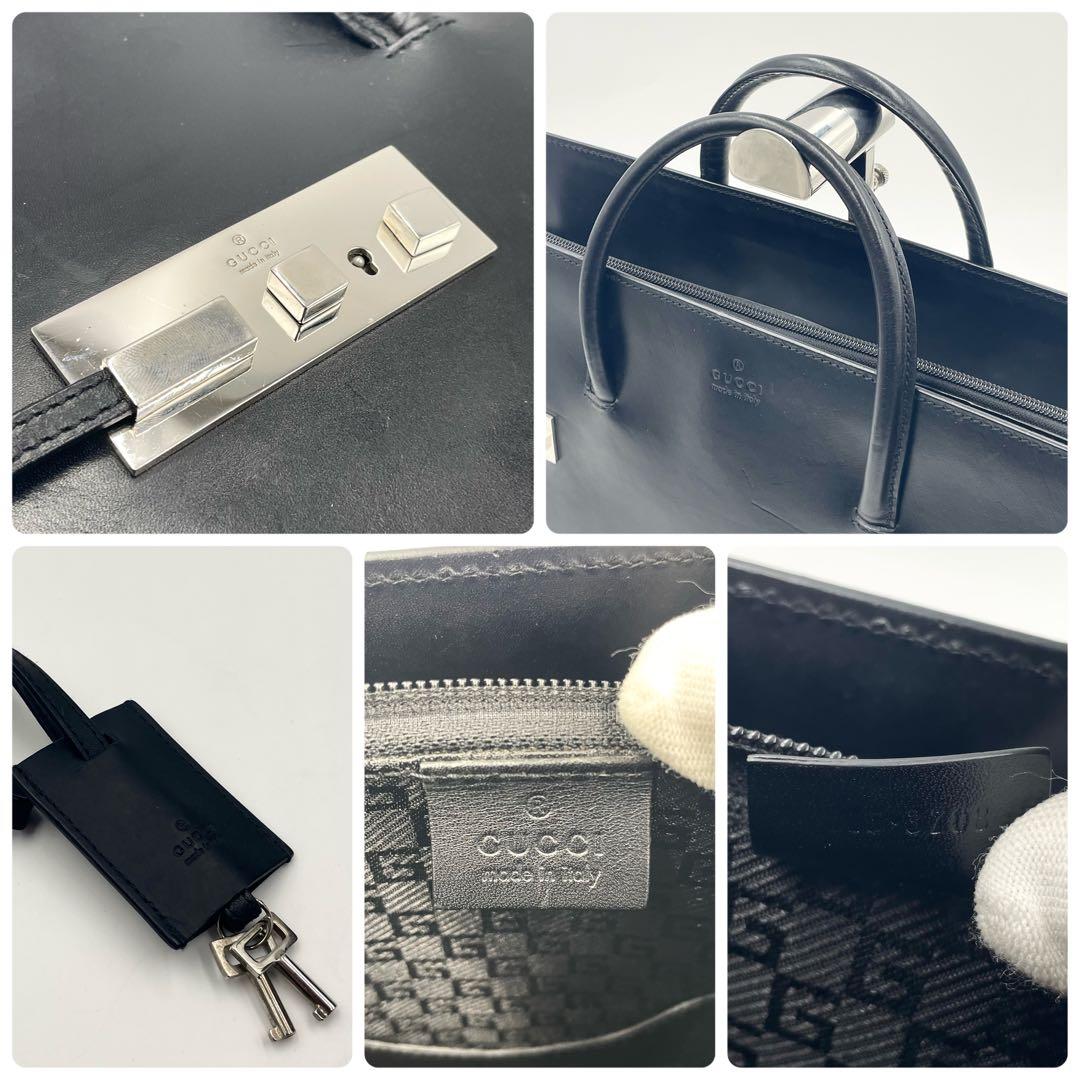 【美品】GUCCI グッチ オールレザー ブリーフケース A4可 ビジネス 黒