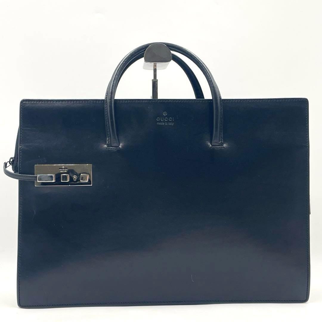 【美品】GUCCI グッチ オールレザー ブリーフケース A4可 ビジネス 黒