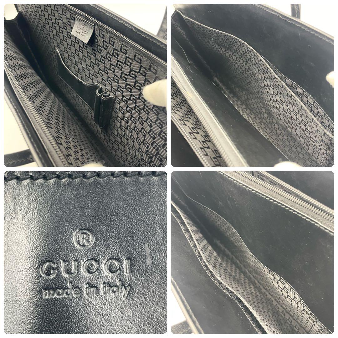 【美品】GUCCI グッチ オールレザー ブリーフケース A4可 ビジネス 黒
