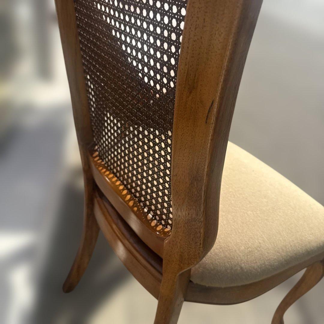 木製ラタンバックダイニングチェア 猫脚