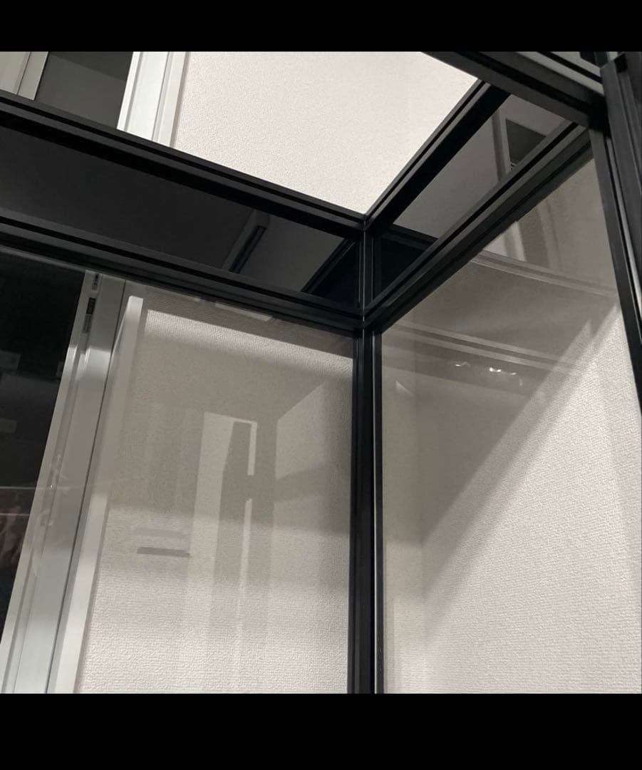 温室・ショーケース 黒 ガラス製 二重扉